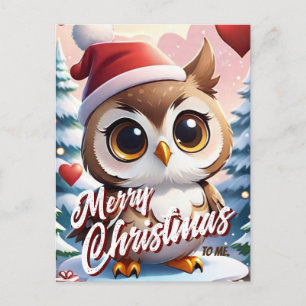 Santa Owl Merry Christmas to me Greeting Postcard