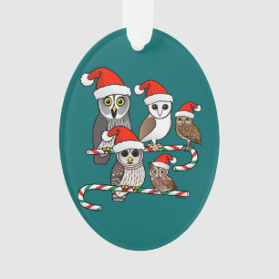 Santa Owls Ornament