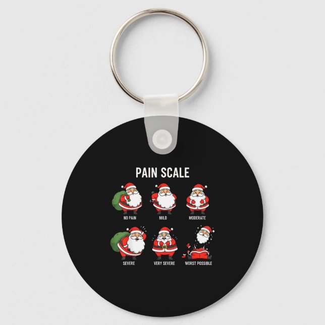 Santa Pain Scale Funny Christmas Design For Nurse  Key Ring (Front)