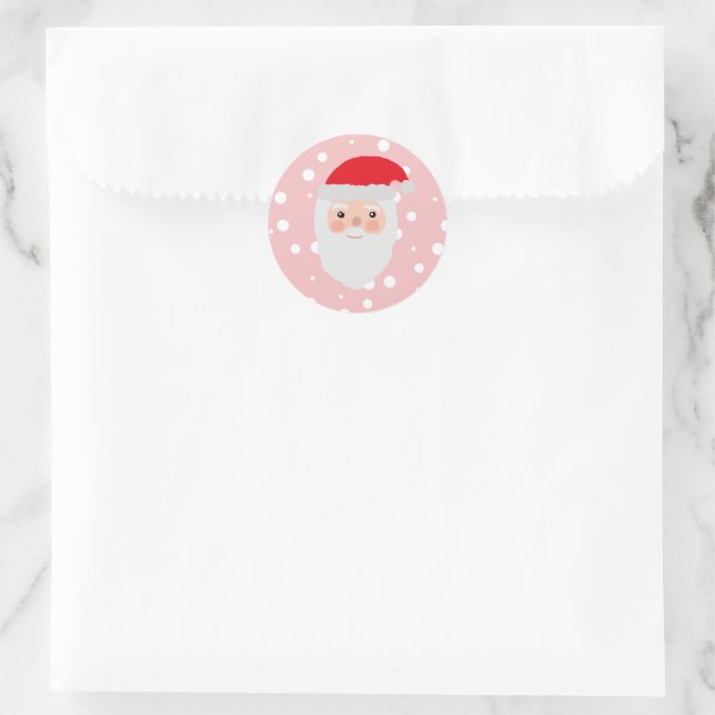 Santa Painting Cheery Illustration Classic Round Sticker (Bag)