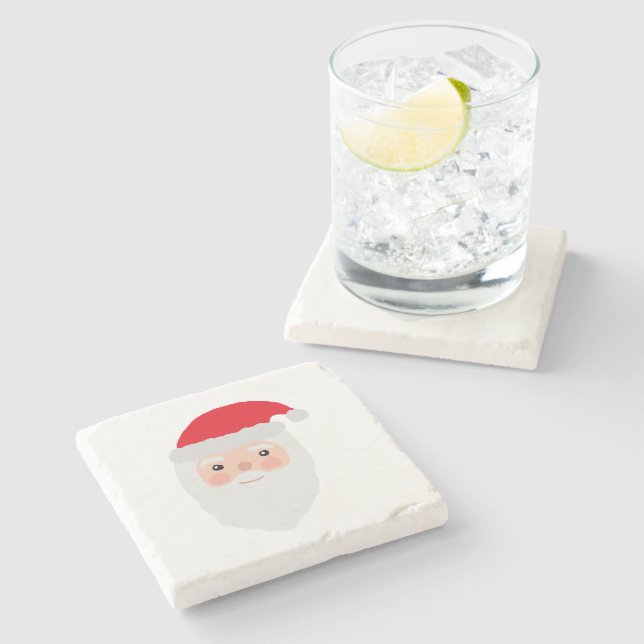 Santa Painting Cheery Illustration Stone Coaster (Side)