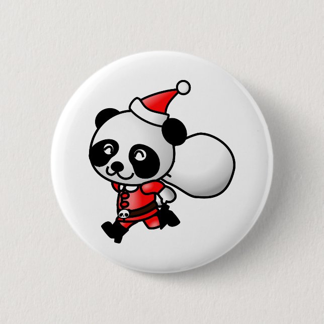 Santa Panda 6 Cm Round Badge (Front)