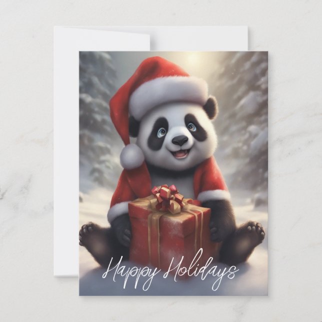 Santa Panda Bear Holiday Card (Front)