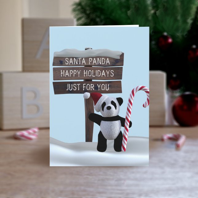 Santa Panda Bear North Pole Christmas Holiday Card (Creator Uploaded)