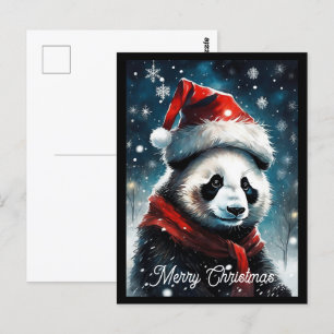 Santa Panda Christmas Holiday Postcard