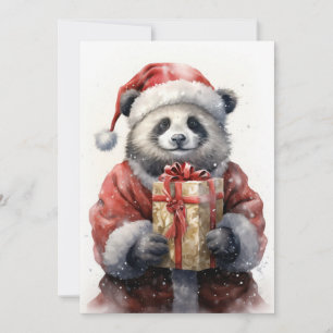 Santa Panda Flat Holiday Card