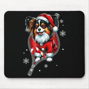 Santa Papillon Going Out Christmas Dog Owner Famil Mouse Pad