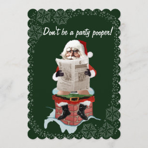 Santa "Party Pooper" Funny Christmas Invitations
