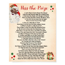 Santa Pass the Prize Poem Christmas Game Sign