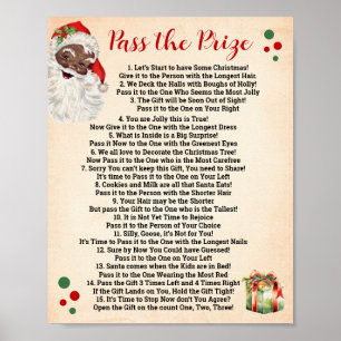 Santa Pass the Prize Poem Christmas Game Sign