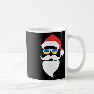 Santa Patriotic Ukraine Sungles Christmas Coffee Mug