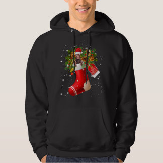 Santa Patterdale Terrier In Christmas Sock Pajama Hoodie