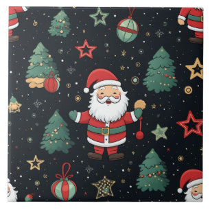 Santa pattern - Ho! Ho! Ho! Ceramic Tile