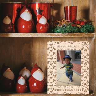 Santa Pattern   Merry Christmas Kids Photo Etched Frames