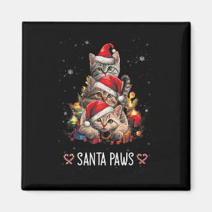 Santa Paw And Claw Santa Cat Christmas Tree Lights Magnet