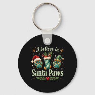 Santa Paw Men Woman Kids Girl Christmas Tee  Key Ring