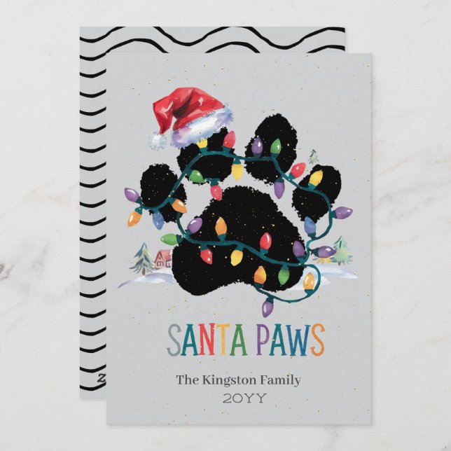 Santa Paw Merry Christmas Wishes Silver Holiday  (Front/Back)