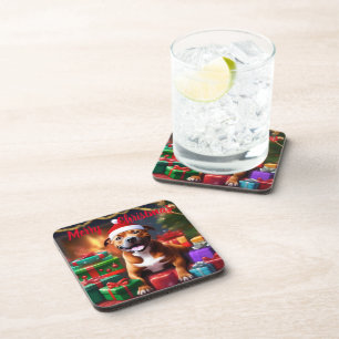 "Santa Paws: A Staffy’s Festive Surprise" Coaster
