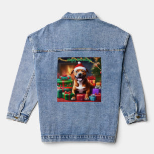 "Santa Paws: A Staffy’s Festive Surprise"   Denim Jacket