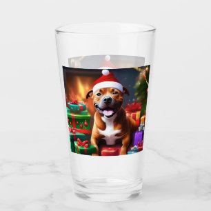 "Santa Paws: A Staffy’s Festive Surprise" Glass