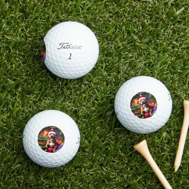 "Santa Paws: A Staffy’s Festive Surprise" Golf Balls (Insitu Grass)