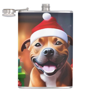 "Santa Paws: A Staffy’s Festive Surprise" Hip Flask