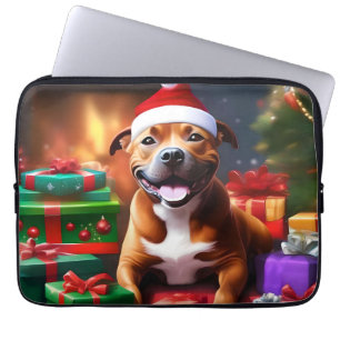 "Santa Paws: A Staffy’s Festive Surprise" Laptop Sleeve