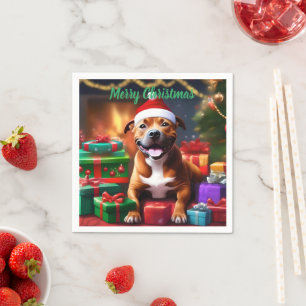 "Santa Paws: A Staffy’s Festive Surprise" Napkin