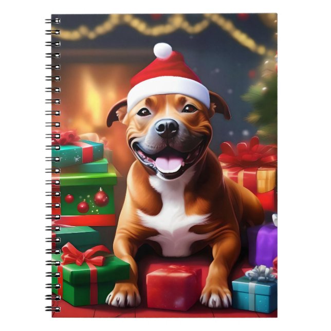 "Santa Paws: A Staffy’s Festive Surprise" Notebook (Front)