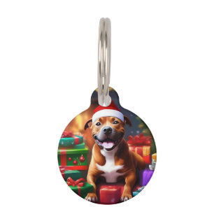 "Santa Paws: A Staffy’s Festive Surprise"   Pet Tag