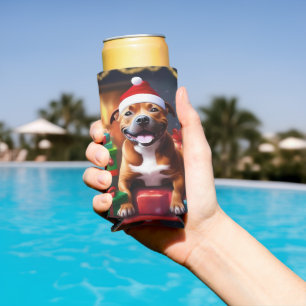 "Santa Paws: A Staffy’s Festive Surprise" Seltzer Can Cooler