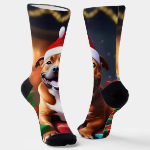 "Santa Paws: A Staffy’s Festive Surprise" Socks
