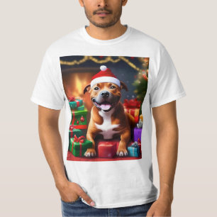"Santa Paws: A Staffy’s Festive Surprise" T-Shirt