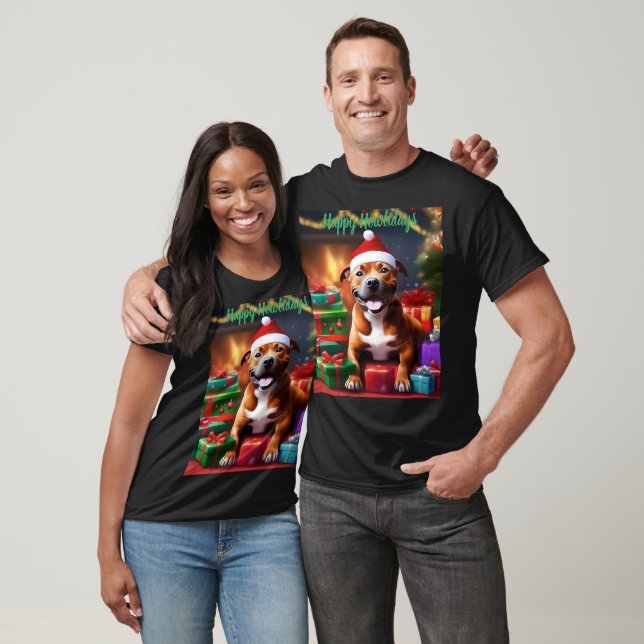 "Santa Paws: A Staffy’s Festive Surprise"   T-Shirt (Unisex)