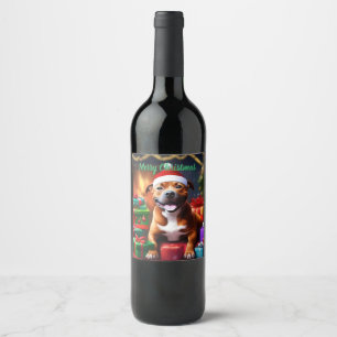 "Santa Paws: A Staffy’s Festive Surprise" Wine Label