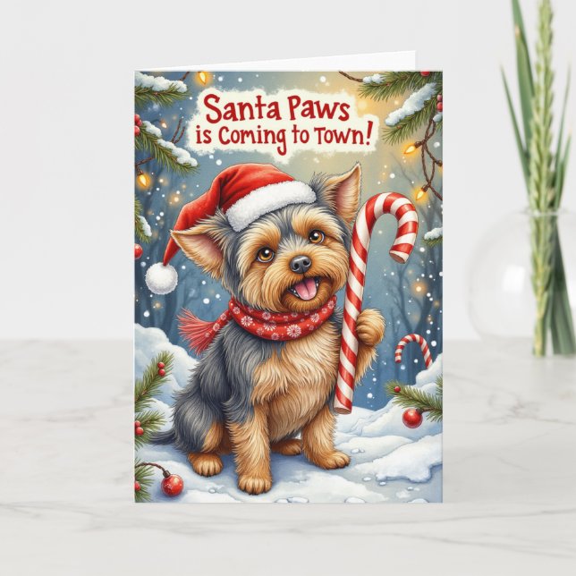 Santa Paws Affenpinscher Christmas Greeting Card (Front)