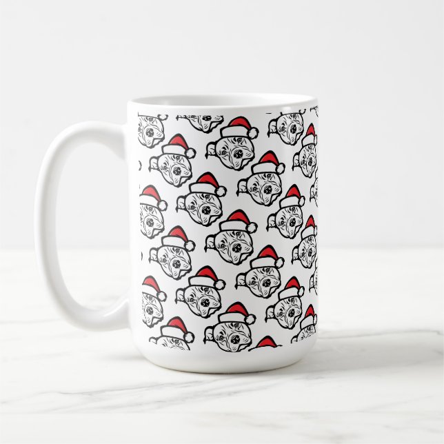 Santa Paws: AmStaff Dog in Festive Hat Coffee Mug (Left)