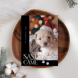 Santa Paws Came Dog Photo Black Christmas Holiday Card