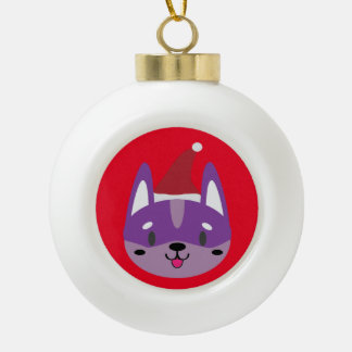 Santa Paws Christmas Ball Ball! Ceramic Ball Christmas Ornament