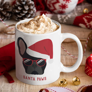 Santa Paws Christmas Black French Bulldog Coffee Mug