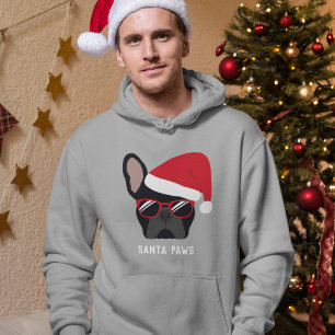 Santa Paws Christmas Black French Bulldog Hoodie