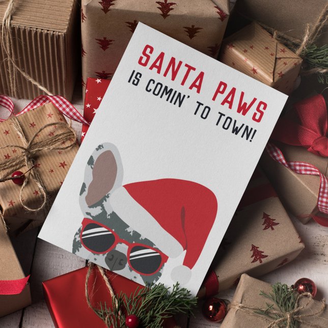 Santa Paws Christmas Blue Merle French Bulldog Card (Creator Uploaded)