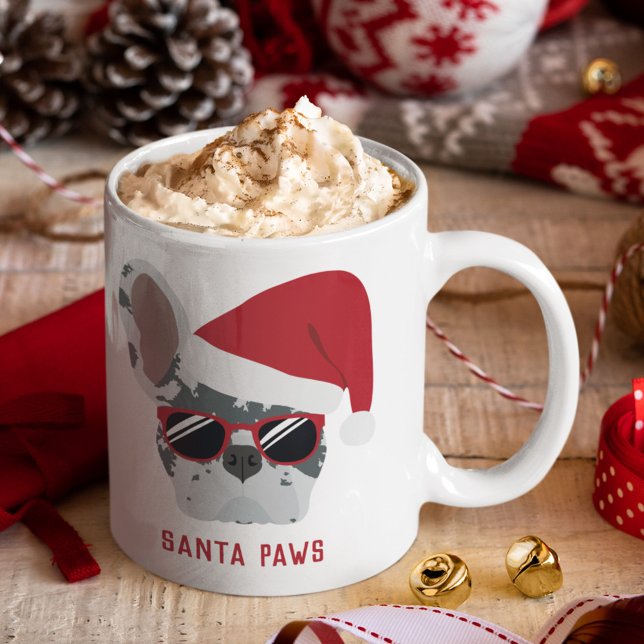 Santa Paws Christmas Blue Merle French Bulldog Coffee Mug (Creator Uploaded)
