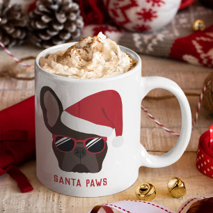 Santa Paws Christmas Brown French Bulldog Coffee Mug