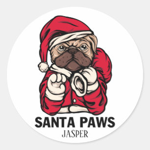 Santa Paws Christmas English Bulldog Gift Ideas Ca Classic Round Sticker