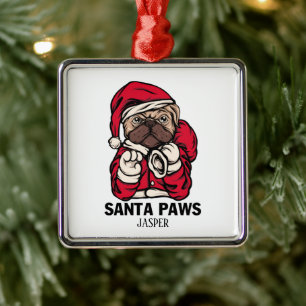 Santa Paws Christmas English Bulldog Gift Ideas Ce Metal Ornament