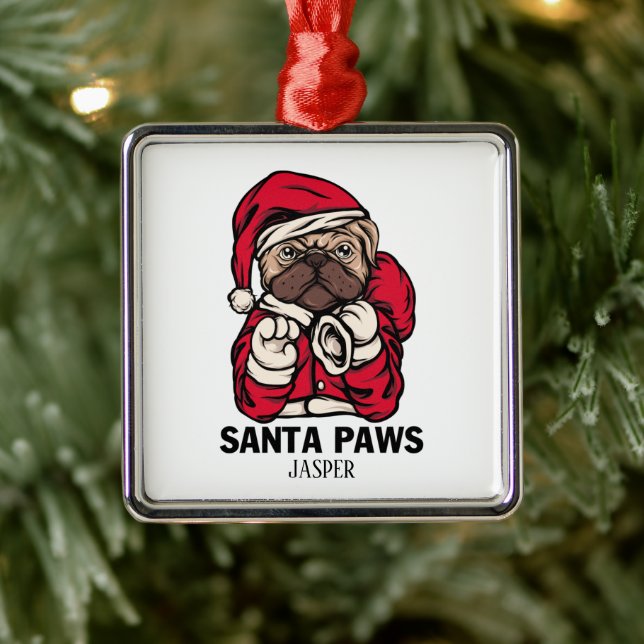 Santa Paws Christmas English Bulldog Gift Ideas Ce Metal Ornament (Tree)