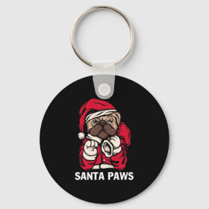 Santa Paws Christmas English Bulldog Gift Ideas Key Ring