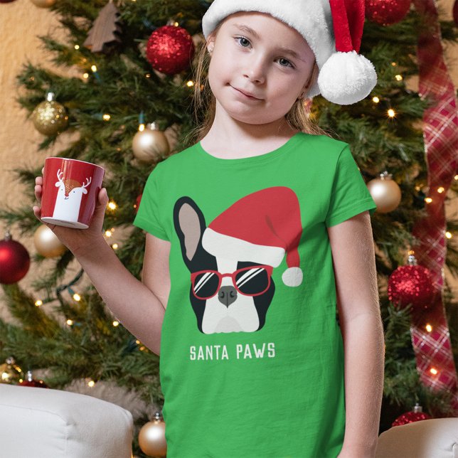 Santa Paws Christmas French Bulldog T-Shirt (Creator Uploaded)