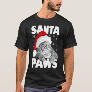Santa Paws Christmas Kitty Cat Funny T-Shirt